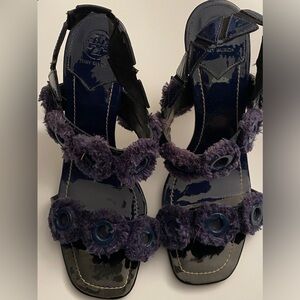 Womens Tory Burch Blue Patent leather Sandel heels